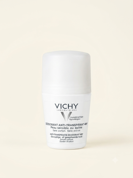مزيل ومضاد العرق فيشي للبشرة الحساسة أو بعد إزالة الشعر (Vichy Anti-Transpirant 48H Deodorant Roll-On - Sensitive Skin)
